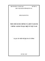 Thể chế hành chính của đơn vị hành chính – kinh tế đặc biệt ở việt nam 