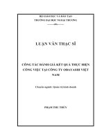 CÔNG TÁC ĐÁNH GIÁ KẾT QUẢ THỰC HIỆN CÔNG VIỆC TẠI CÔNG TY OBAYASHI VIỆT NAM