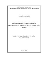 Quản lý di tích lịch sử văn hóa trên địa bàn xã phùng xá, huyện thạch thất, thành phố hà nội 