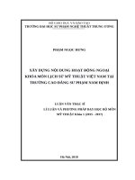 Xây dựng nội dung hoạt động ngoại khoá môn lịch sử mỹ thuật việt nam tại trường cao đẳng sư phạm nam định 