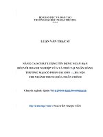 Nâng cao chất lượng tín dụng ngắn hạn đối với khách hàng doanh nghiệp vừa và nhỏ tại ngân hàng thương mại cổ phần sài gòn hà nội, 