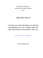 Tác động của công bố thông tin tới tính thanh khoản của các cổ phiếu niêm yết trên thị trường chứng khoán việt nam 
