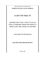MÔ HÌNH CÔNG TY mẹ   CÔNG TY CON tại CÔNG TY TNHH một THÀNH VIÊN THUỐC lá THĂNG LONG THỰC TRẠNG và GIẢI PHÁP 