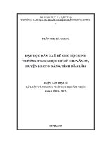 Dạy học dân ca ê đê cho học sinh trường trung học cơ sở chu văn an, huyện krong năng, tỉnh đăk lăk 