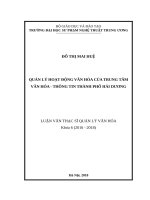 Quản lý hoạt động văn hóa của trung tâm văn hóa   thông tin thành phốhải dương 