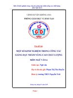 Một số kinh nghiệm trong công tác giảng dạy nhằm nâng cao chất lượng môn ngữ văn 6 