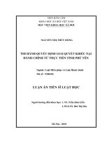Thi hành quyết định giải quyết khiếu nại hành chính từ thực tiễn tỉnh phú yên 