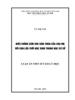 Điều chỉnh cảm xúc bản thân của cha mẹ với con lứa tuổi học sinh trung học cơ sở