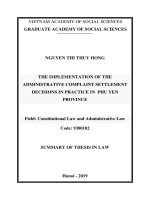 Thi hành quyết định giải quyết khiếu nại hành chính từ thực tiễn tỉnh phú yên tt tiếng anh