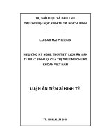 Hiệu ứng kỳ nghỉ, thời tiết, lịch âm đến tỷ suất sinh lợi của thị trường chứng khoán việt nam 