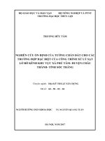 Nghiên cứu ổn định của tường chắn đất cho các trường hợp đặc biệt của công trình xử lý sạt lở bờ kênh khu vực xã phú tâm – huyện châu thành – tỉnh sóc trăng 