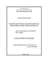Thi hành quyết định giải quyết khiếu nại hành chính từ thực tiễn tỉnh phú yên
