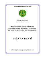 Nghiên cứu ảnh hưởng của một số chính sách đất đai đến quản lý và sử dụng đất nông nghiệp trên địa bàn tỉnh nam định 