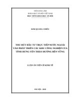 Thu hút đầu tư trực tiếp nước ngoài vào phát triển các khu công nghiệp của tỉnh hưng yên theo hướng bền vững 