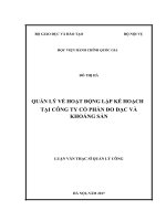Quản lý về hoạt động lập kế hoạch tại công ty cổ phần đo đạc và khoáng sản 