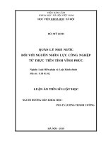 Quản lý nhà nước đối với nguồn nhân lực công nghiệp từ thực tiễn tỉnh vĩnh phúc