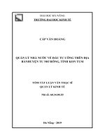 Quản lý nhà nước về đầu tư công trên địa bàn huyện tu mơ rông, tỉnh kon tum