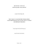 LUẬN văn THẠC sĩ thực trạng và giải pháp đối với hoạt động tái bảo hiểm phi hàng hải tại tổng công ty cổ phần bảo hiểm quân đội (MIC) 