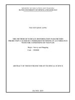 Nghiên cứu phương pháp dự báo các đại lượng dịch chuyển đất đá và biến dạng bề mặt phù hợp với điều kiện khai thác hầm lò ở việt nam tt tiếng anh 