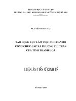 Tạo động lực làm việc cho cán bộ công chức cấp xã, phường, thị trấn của tỉnh thanh hóa 