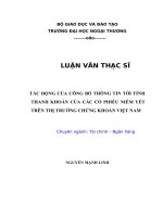 LUẬN văn THẠC sĩ tác động của công bố thông tin tới tính thanh khoản của các cổ phiếu niêm yết trên thị trường chứng khoán việt nam 