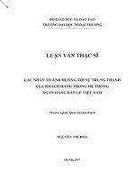 Các nhân tố ảnh hưởng tới sự trung thành của khách hàng trong hệ thống ngân hàng bán lẻ việt nam 