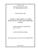 Tổ chức và hoạt động của chính quyền huyện từ thực tiễn thành phố hà nội 