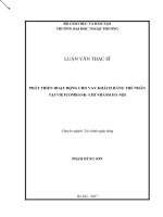 LUẬN văn THẠC sĩ phát triển hoạt động cho vay khách hàng thể nhân tại ngân hàng TMCP ngoại thương việt nam   chi nhánh hà nội 