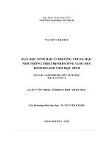 Dạy học sinh học ở trường trung học phổ thông theo định hướng giáo dục kinh doanh cho học sinh 