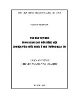 Văn hóa Việt Nam trong giảng dạy môn Tiếng Việt cho học viên nước ngoài ở nhà trường quân đội