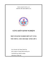 SKKN một số kinh nghiệm rèn kỹ năng nói tiếng anh cho học sinh lớp 4 