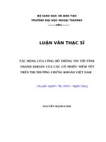 LUẬN văn THẠC sĩ tác động của công bố thông tin tới tính thanh khoản của các cổ phiếu niêm yết trên thị trường chứng khoán việt nam 
