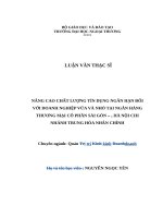 LUẬN văn THẠC SNâng cao chất lượng tín dụng ngắn hạn đối với khách hàng doanh nghiệp vừa và nhỏ tại ngân hàng thương mại cổ phần sài gòn hà nội, 