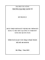 Hoàn thiện kiểm soát nội bộ chu trình bán hàng và thu tiền tại Công ty TNHH MTV Xăng dầu Quảng Ngãi