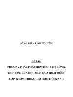 Phương pháp phát huy tính chủ động, tích cực của học sinh qua hoạt động cặp, nhóm trong giờ học tiếng anh 