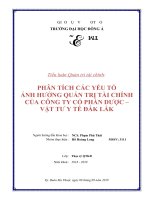 Tiểu luận quản trị tài chính phân tích các yếu tố ảnh hưởng quản trị tài chính của công ty cổ phần dược – vật tư y tế đắk lắkb
