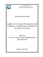 Nghiên cứu các nhân tố ảnh hưởng đến ý định mua trường hợp sản phẩm giày của công ty giày BQ 