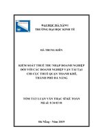 Kiểm soát thuế thu nhập doanh nghiệp đối với các doanh nghiệp vận tải tại chi cục thuế quận thanh khê 