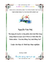 Đa dạng di truyền và thụ phấn chéo loài dầu song nàng (dipterocarpus dyeri pierre) ở khu bảo tồn thiên nhiên   văn hóa đồng nai, tỉnh đồng nai 