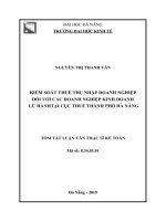 Kiểm soát thuế thu nhập doanh nghiệp đối với các doanh nghiệp kinh doanh lữ hành tại cục thuế thành phố đà nẵng