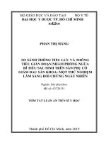 So sánh thông tiểu lưu và thông tiểu gián đoạn nhằm phòng ngừa bí tiểu sau sinh trên sản phụ có giảm đau sản khoa: một thử nghiệm lâm sàng đối chứng ngẫu nhiên tt