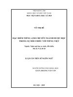 Đặc điểm tiếng anh chuyên ngành dược học trong sự đối chiếu với tiếng việt