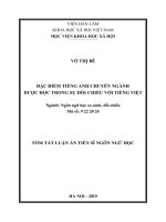 Đặc điểm tiếng anh chuyên ngành dược học trong sự đối chiếu với tiếng việt tt