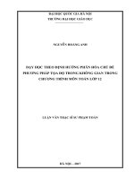 Dạy học theo định hướng phân hóa chủ đề phương pháp tọa độ trong không gian trong chương trình môn toán lớp 12 