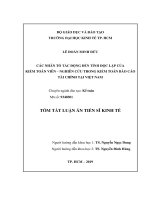 Các nhân tố tác động đến tính độc lập của kiểm toán viên – nghiên cứu trong kiểm toán báo cáo tài chính tại việt nam (tt) 
