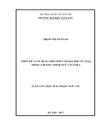 Thiết kế và sử dụng trò chơi vào dạy học từ loại trong chương trình ngữ văn lớp 6 