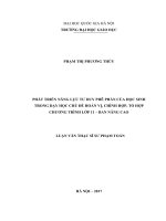 Phát triển năng lực tư duy phê phán của học sinh trong dạy học chủ đề hoán vị, chỉnh hợp, tổ hợp chương trình lớp 11 – ban nâng cao 