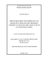 Thiết kế hoạt động trải nghiệm sáng tạo cho học sinh lớp 11 trong dạy học trích đoạn vĩnh biệt cửu trùng đài (hồi v, kịch vũ như tô của nguyễn huy tưởng) 