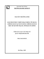 Giải pháp phát triển hoạt động tín dụng chính sách tại ngân hàng chính sách xã hội huyện bố trạch, tỉnh quảng bình