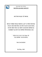 Hoàn thiện hoạt động lập và phân bổ dự toán chi thƣờng xuyên ngân sách nhà nƣớc đối với các đơn vị hành chính sự nghiệp tại sở tài chính tỉnh đắk lắk 